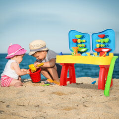 Vaikų smėlio ir vandens žaidimų stalas, Lauko žaislas su 31 priedu paplūdimio žaislai, nuo 3 metų amžiaus kaina ir informacija | Vaikų žaidimų nameliai | pigu.lt