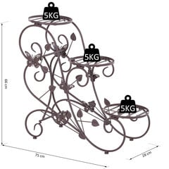 Trijų pakopų prancūziško stiliaus augalų stovas, metalas, bronza, 76x27x67cm kaina ir informacija | Gėlių stovai, vazonų laikikliai | pigu.lt
