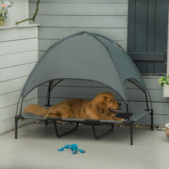 "PawHut Pet Bed Canopy" stogelis Pakeltas lauko šuns lovos stogas Kvėpuojantis taftos audinys Pilka 122x92x108cm kaina ir informacija | Guoliai, pagalvėlės | pigu.lt