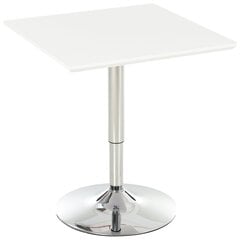 HOMCOM Bistro stalas Pub baro stalas, reguliuojamo aukščio, kvadratinis, plieninis, baltas, 60x60x71-92cm kaina ir informacija | Virtuvės ir valgomojo stalai, staliukai | pigu.lt