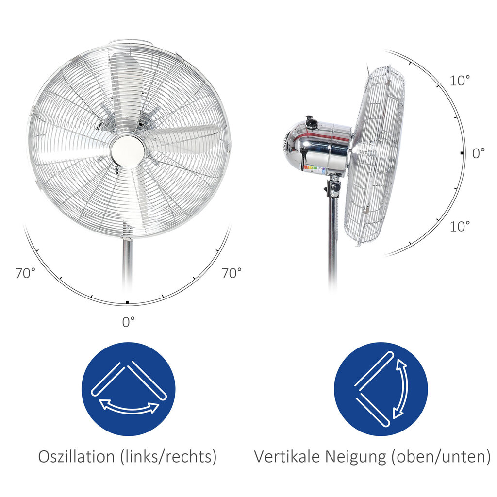 Homcom ventiliatorius 120 cm, sidabrinės spalvos kaina ir informacija | Ventiliatoriai | pigu.lt