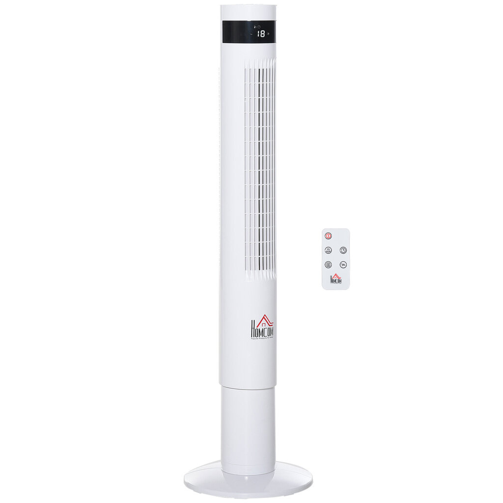 Homcom bokštinis ventiliatorius 85°, 110 cm, 50 W, baltas kaina ir informacija | Ventiliatoriai | pigu.lt