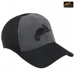 Universalus beisbolo kepuraitė Helikon-TEX Logo Cap juoda/šešėlinė pilka цена и информация | Мужские шарфы, шапки, перчатки | pigu.lt