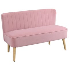 HOMCOM 2 vietų sofa - rožinė spalva, 117 x 56,5 x 77 cm kaina ir informacija | Sofos | pigu.lt