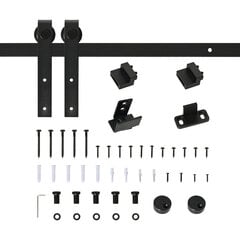 Homcom stumdomųjų durų sistema vienguboms stumdomosioms durims, 183x0,6x18 cm, juoda цена и информация | Межкомнатные двери | pigu.lt