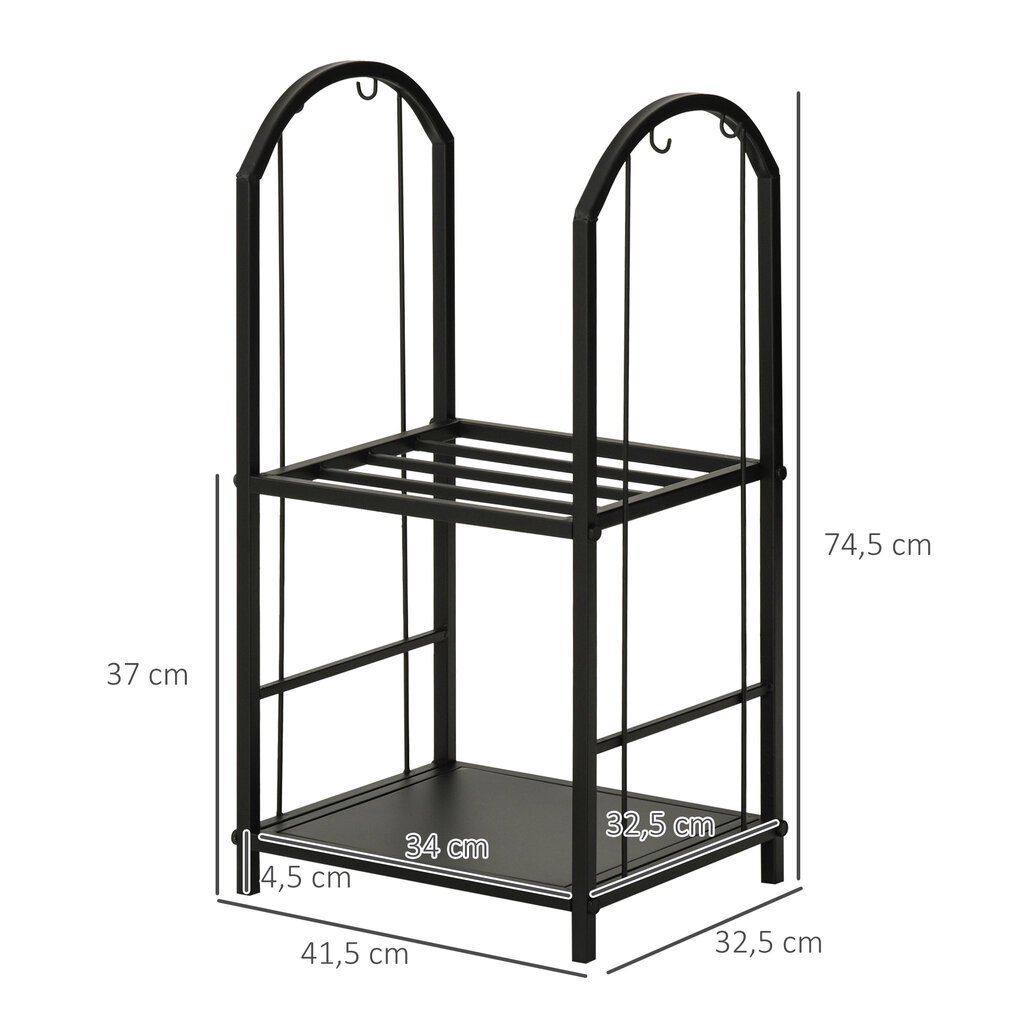 Malkų stovas su 4 papildomais malkų įrankiais 41,5 x 32,5 x 74,5 cm kaina ir informacija | Židiniai, ugniakurai | pigu.lt