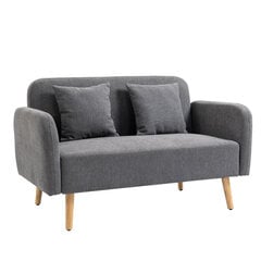 HOMCOM dvivietė sofa-lovesa su pagalvėlėmis, reguliuojamos kojų atramos, aksominis poliesteris, gumos mediena, putplastis, 2 sėdimos vietos, medžiaginis užvalkalas kaina ir informacija | Sofos | pigu.lt