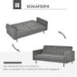 HOMCOM Sofa lova 3 vietų sofa su miego funkcija, reguliuojamas kampas, vintažinė, eukalipto mediena, medvilnė, pilka kaina ir informacija | Sofos | pigu.lt