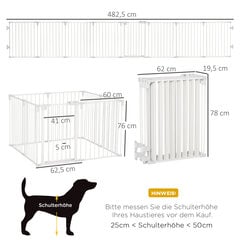 Metalinė tvorelė su durelėmis augintiniams, vaikams, sulankstomi 8 skydai, 60x76 cm, balti kaina ir informacija | Transportavimo narvai, krepšiai | pigu.lt