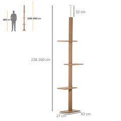 "PawHut" reguliuojamo aukščio draskyklė katėms, žaidimų medis, šviesiai rudos spalvos, 43x27x228-260 cm kaina ir informacija | Draskyklės | pigu.lt