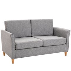 Dvivietė sofa su pagalvėlėmis, lininė, šviesiai pilka, 141x65x78cm kaina ir informacija | Sofos, sofos-lovos | pigu.lt