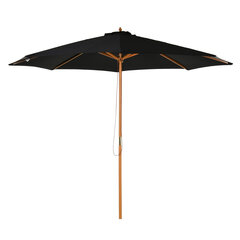 Medinis sodo skėtis 300 cm - juodas kaina ir informacija | Skėčiai, markizės, stovai | pigu.lt
