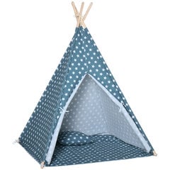 HOMCOM Kinderzelt Tipi Indoor Outdoor faltbar Kinderzimmer Blau 120x120x155cm цена и информация | Детские игровые домики | pigu.lt