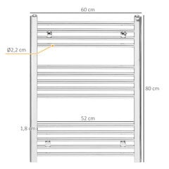 Rankšluosčių džiovintuvas 14 kaitinimo elementų - sidabrinis 600 x 800 mm цена и информация | Полотенцесушители | pigu.lt