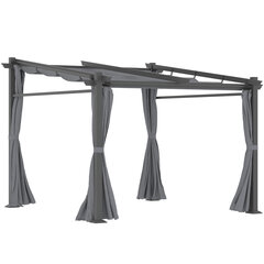 Outsunny Pergola 2,97 x 2,95 м Водоотталкивающий павильон с навесом от солнца и боковыми секциями, укрытие для патио, садовая мебель, полиэстер темно-серый цена и информация | Беседки, навесы, тенты | pigu.lt