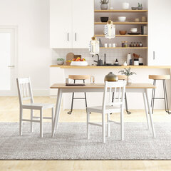 HOMCOM 2 valgomojo kėdžių rinkinys Stilingos virtuvės kėdės, baltos spalvos, pušies mediena, 41x46,5x85,5 cm, puikiai tinka valgomajam kaina ir informacija | Virtuvės ir valgomojo kėdės | pigu.lt