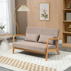 2 sėdimų vietų sofa su pagalvėlėmis, gumos medienos kojelės - šviesiai pilka 122 x 71 x 76 cm цена и информация | Диваны | pigu.lt