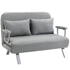 HOMCOM Dvivietė sofa-lova, reguliuojama sofa, iki 150 kg, šviesiai pilka цена и информация | Диваны | pigu.lt