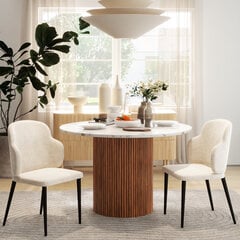 HOMCOM valgomojo kėdės, 2 virtuvės kėdės su atlošu, aksomo išvaizdos, patogios minkštos kėdės, smėlio spalvos kaina ir informacija | Virtuvės ir valgomojo kėdės | pigu.lt