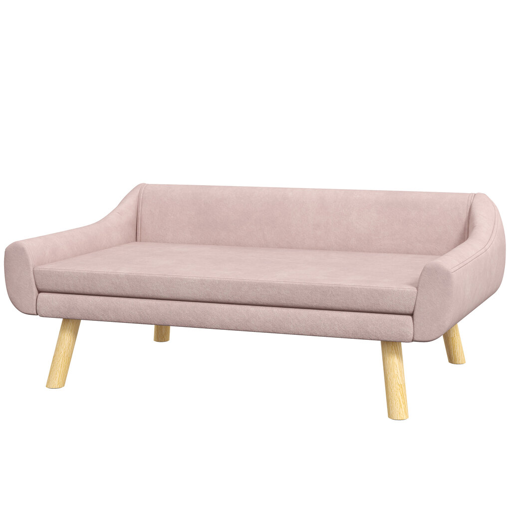 PawHut sofa šunims Elegantiška sofa katėms su atlošu, idealiai tinkanti vidutinio ir didelio dydžio šunims, aksomas, rožinė, 102x58,5x42,5cm kaina ir informacija | Guoliai, pagalvėlės | pigu.lt