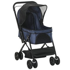 PawHut Pet vežimėlis Cat Buggy Oxford Blue 76,5x52x95cm Maži šunys ir katės цена и информация | Переноски, сумки | pigu.lt