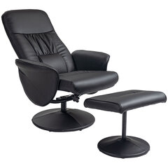 Eko odos fotelis su taburete, atlenkiamas televizoriaus fotelis - juodas kaina ir informacija | Svetainės foteliai | pigu.lt