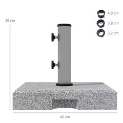 "Outsunny" skėčių stovas 38,5 kg skėčių pagrindas Ø 32/38/48 mm skersmens stulpui, skėčių stovas su ratukais sodui, balkonui, granitas, pilkas 45 x 45 x 39 cm цена и информация | Зонты, маркизы, стойки | pigu.lt