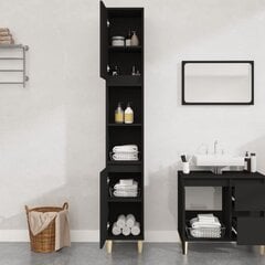 Vonios kambario spintelė vidaXL, 30 x 30 x 190 cm, juoda цена и информация | Шкафчики для ванной | pigu.lt