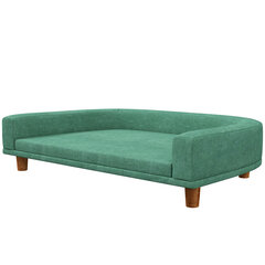 PawHut sofa šunims Patogi sofa su pagalvėle, idealiai tinka dideliems šunims, paaukštinta konstrukcija, medinės kojos, žalia, 98x67x25cm kaina ir informacija | Guoliai, pagalvėlės | pigu.lt