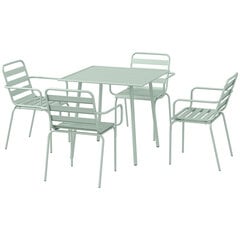 5 dalių sodo valgomojo baldų komplektas su 1 valgomojo stalu, 4 sudedamomis kėdėmis - žalias kaina ir informacija | Lauko baldų komplektai | pigu.lt