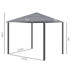 Prabangi pavėsinė su permatomu PC stogu, ruda su smėlio spalva 300 x 300 x 260 cm kaina ir informacija | Palapinės | pigu.lt