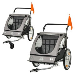 Dviračio vežimėlis vaikams Homcom, pilka, 160 x 84 x 106 cm kaina ir informacija | Dviračių priekabos, vėžimėliai | pigu.lt