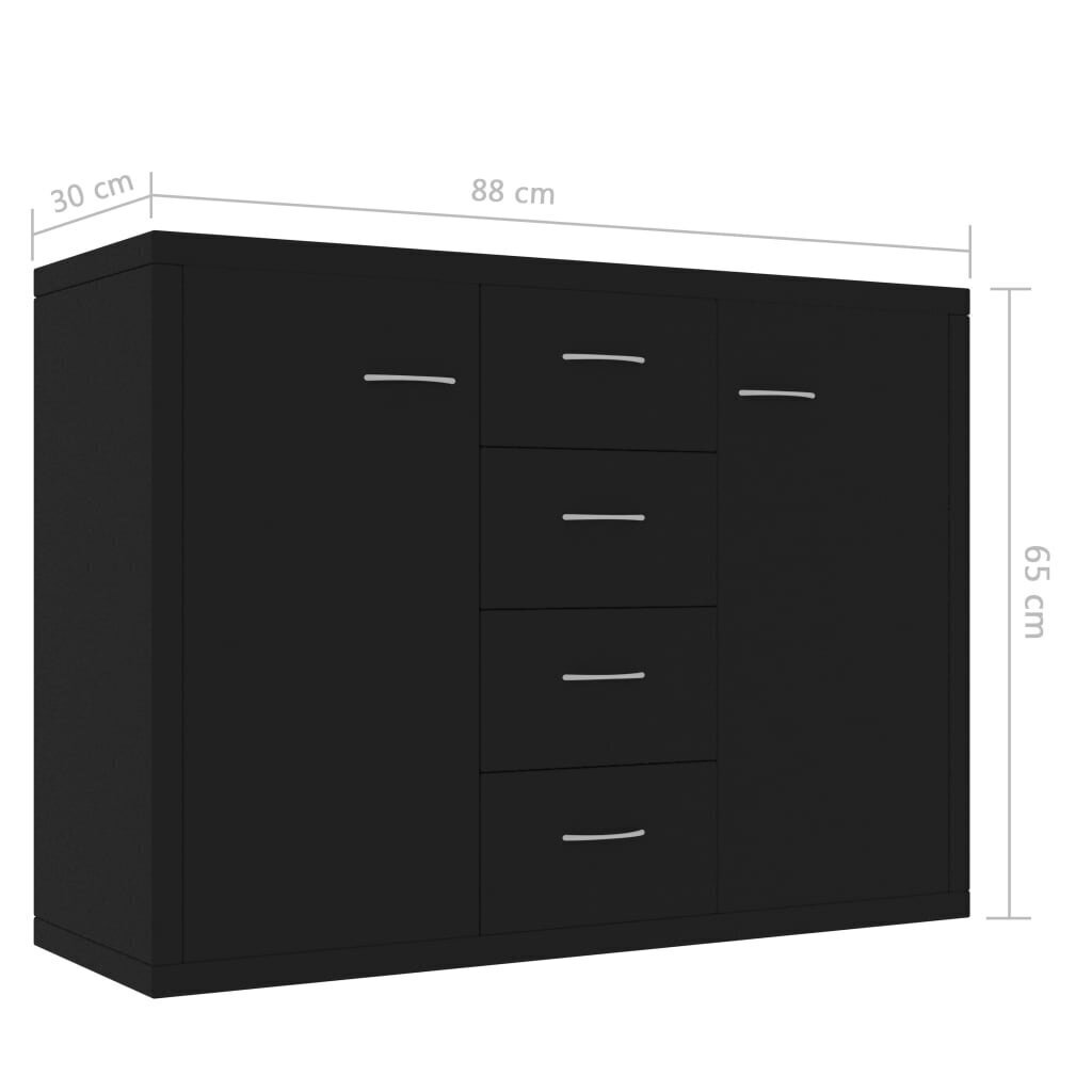 Šoninė spintelė, 88x30x65 cm, juoda kaina ir informacija | Svetainės spintelės | pigu.lt