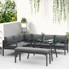 L formos sodo baldų komplektas 7 asmenims su staliuku - pilka kaina ir informacija | Lauko baldų komplektai | pigu.lt