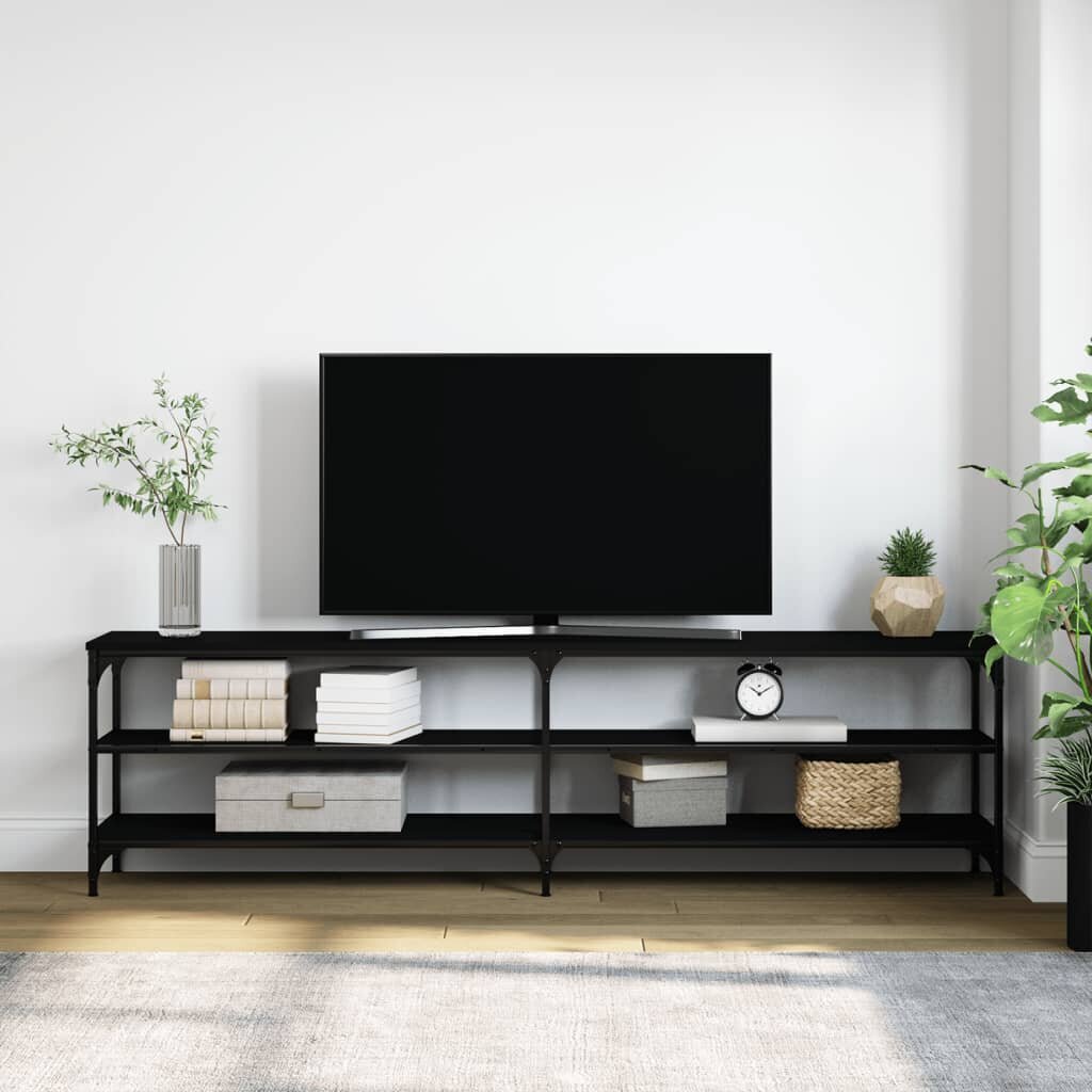 vidaXL Televizoriaus spintelė, juoda, 180x30x50cm, mediena ir metalas цена и информация | TV staliukai | pigu.lt