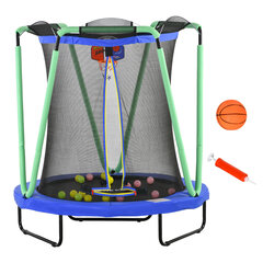 ZONEKIZ batutas vaikų batutas apsauginis tinklas Ø140cm sodo batutas krepšinio lankas krepšinis 20 kamuolių 3-10 metų mėlyna kaina ir informacija | Čiuožyklos, laipiojimo kopetėlės | pigu.lt