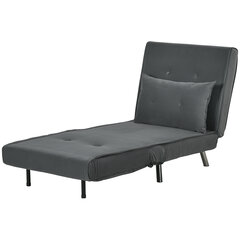 HOMCOM Fotelis miegamasis sulankstomas fotelis lova funkcija viengulė sofa pagalvėlė svečių lova minkšta sofa aksomas tamsiai pilka 77x88x83cm kaina ir informacija | Svetainės foteliai | pigu.lt