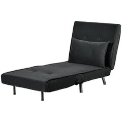 HOMCOM Sofa lova Sulankstomas fotelis Lovos funkcija Viengulė sofa Pagalvėlė Svečių lova Minkšta sofa aksomas Juoda 77x88x83cm цена и информация | Кресла в гостиную | pigu.lt