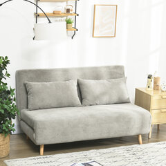 HOMCOM Sofa-lova, sulankstoma lova su lovos funkcija, atlošo pagalvėlės, minkšta sofa su reguliuojamu atlošu, aksomo išvaizdos, 141 x 90 x 81 cm, pilka kaina ir informacija | Sofos | pigu.lt