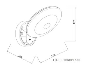 LED fasado šviestuvas su judesio jutikliu TERRO, 10W, 1200lm, IP54, AC220-240V, 50/60Hz, 4000K, juodas, LD-TER10WBPIR-10 kaina ir informacija | Lauko šviestuvai | pigu.lt