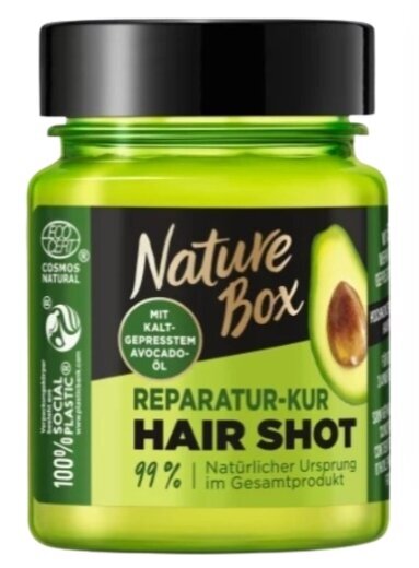 Plaukų priežiūros priemonė su avokadų aliejumi Nature Box Hair Shot, 60 ml kaina ir informacija | Priemonės plaukų stiprinimui | pigu.lt