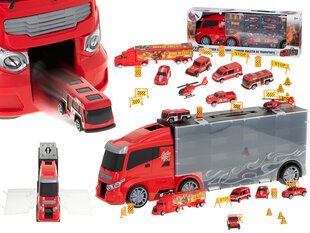 Sunkvežimis su paleidimo funkcija ir 7 ugniagesių automobiliais цена и информация | Игрушки для мальчиков | pigu.lt