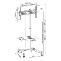 LCD televizoriaus montavimo vežimėlis su vaizdo įrangos lentyna kaina ir informacija | Monitorių laikikliai | pigu.lt