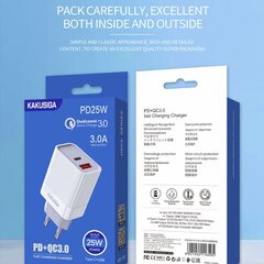 iKaku KSC-501 2в1 Разъем PD QC3.0 Type-C 25Вт Зарядное Устройство USB White цена и информация | Зарядные устройства для телефонов | pigu.lt