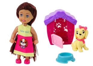 Lėlė su šuniuku Lean Toys, 1 vnt. kaina ir informacija | Žaislai mergaitėms | pigu.lt