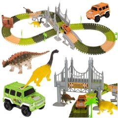 Lanksti džiunglių trasa su 2 dinozaurais ir automobiliu цена и информация | Игрушки для мальчиков | pigu.lt