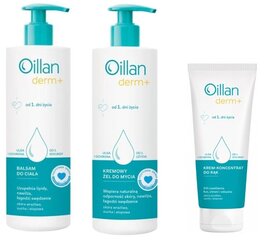 Kūno priežiūros rinkinys Oillan Derm+: kūno pienas 400 ml + dušo želė 400 ml + rankų kremas 75 ml цена и информация | Косметика для мам и детей | pigu.lt