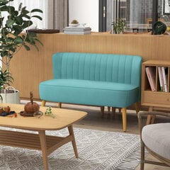 Dvivietė sofa su medinėmis kojelėmis, iki 150 kg, žalios spalvos, 117 x 56,5 x 77 cm kaina ir informacija | Sofos | pigu.lt