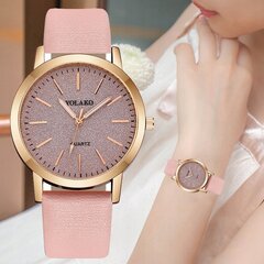 Женские часы ECO LEATHER COMFORTABLE CLASSIC Quartz ELEGANT MODERN Pink JU20-PINK цена и информация | Женские часы | pigu.lt