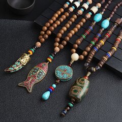 Деревянное ожерелье NEPAL BUDDHIST MALA Tibetan PAW HAND-MADE EL80 цена и информация | Украшения на шею | pigu.lt